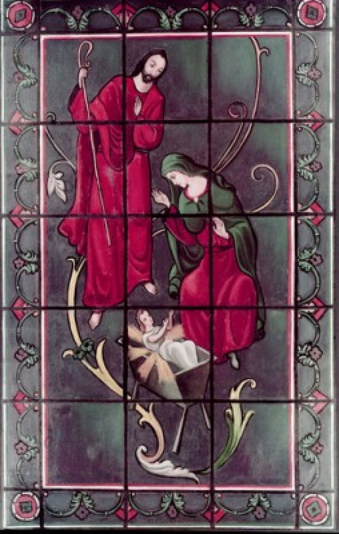 Nativity by Otto Munziger stained glass 12th century Canvas Art - Otto Munziger (18 x 24)