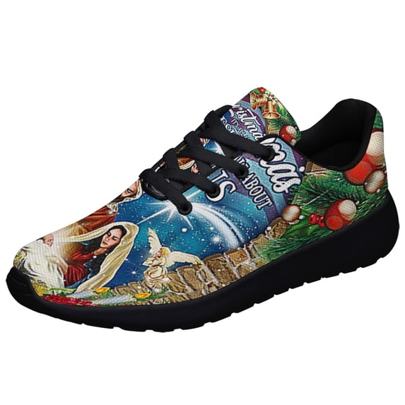 Nativity of Jesus ChriStas ChriStas It's All About Jesus Shoes Sneakers Black Size 9