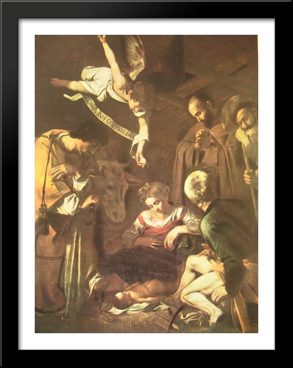 Nativity with St. Francis and St. Lawrence 28x36 Large Black Wood