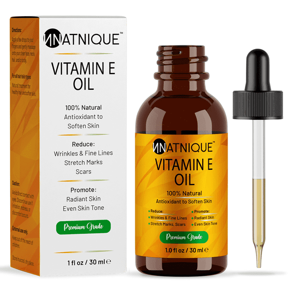 Natnique Natural Oils Daily Use Anti-Aging Vitamin E Body Oil, Unscented, 1oz