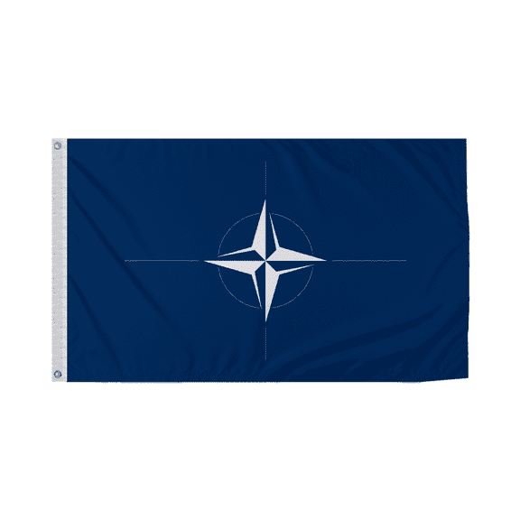 Nato National Flag 3x5 ft Polyester Double Stitched Edges Polyester Header Metal Grommets Fade Resistant & Vivid Colors Indoor