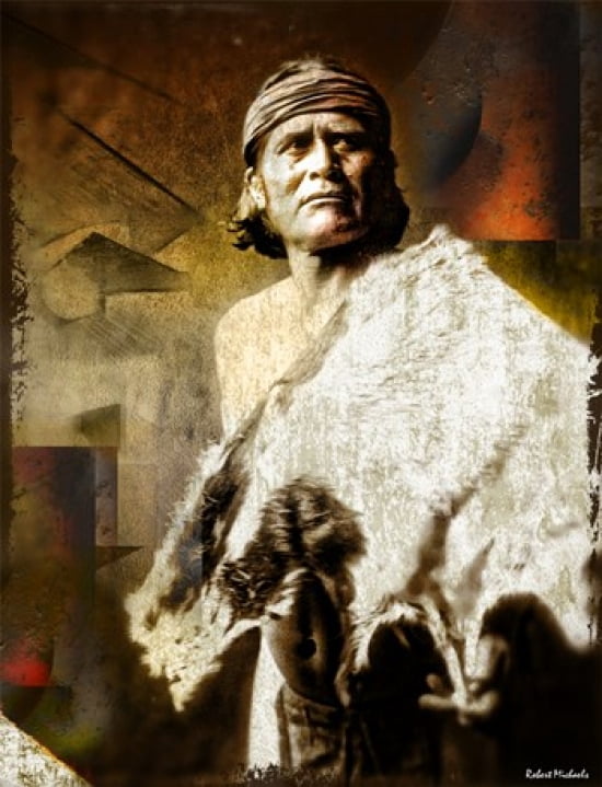 Nato the Goat Man - Hopi Canvas Art - Robert Michaels (15 x 19)