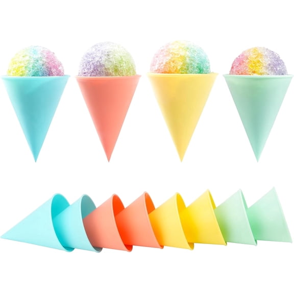 Natonhi 12 pack 4oz Reusable Plastic Snow Cone Cups - Compatible with Nostalgia & Cuisinart Snow Cone Machine, Shaved Ice Cups for Syrup