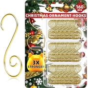 Natonhi 160 Pcs Gold Christmas Ornament Hangers,Christmas Tree Hooks for Ornaments, Christmas Tree Decoration Hangers for Xmas Tree Xmas Balls Party Decorations