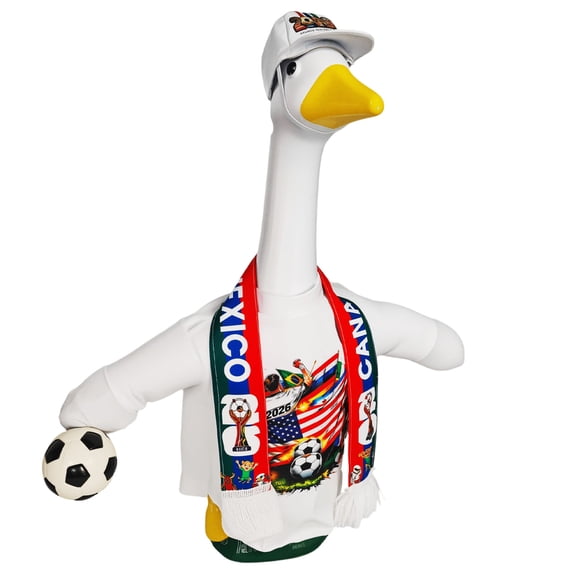 Natonhi 2026 Soccer Goose Outfit for 23 Inch Porch Statue – Triple Nation Flag Design with Soccer Ball for American Fans, Soccer Party, Sport Season Decor – Outdoor Patio Yard Lawn Art