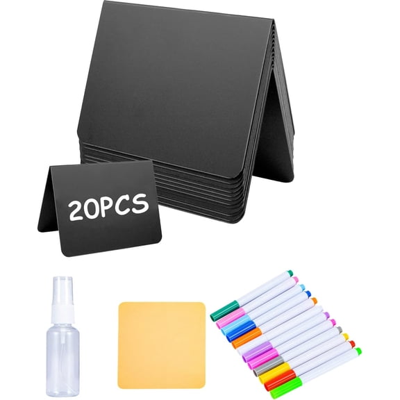 Natonhi 20pcs Mini Chalkboard Signs for Food, Reusable and Reserved Table Signs, Food Labels for Party Buffet, Easy to Write and Wipe Out, Catering Supplies Buffet Display, Place Cards