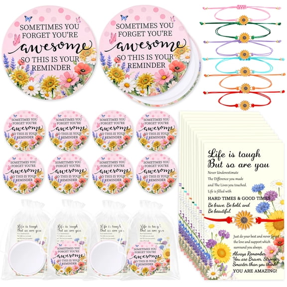 Natonhi 24pcs Spanish Flower Bible Mirrors Colorful Flower Christian Inspirational Gifts Round Portable Pocket Makeup Mirrors Scripture Mini Compact Mirror Women Purse Religious Church Party Favors