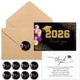 thumbnail image 1 of Natonhi 30 Sets Bulk Graduation Thank You Cards 2026 Graduation Card with Envelopes and Stickers College Prom Balloons Thank You Notes Greeting Card for Guest Family Teacher(Purple), 1 of 6