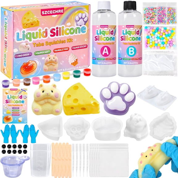 Natonhi DIY Soft Craft Making Kit with Two-Part Gel & Animal, Dessert Molds, Slow Rising Squeeze Craft Set for Stress Relief, All-in-One Craft Materials for Beginners, Creative DIY Craft Gift