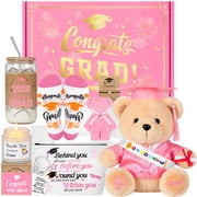 Natonhi Graduation Gift Set 2026 Plush Bear with Glass Tumbler & Socks, Graduation Gifts Pink Graduation Bear with You DID IT! & GRAD Decor, College High School Graduation Party Supplies