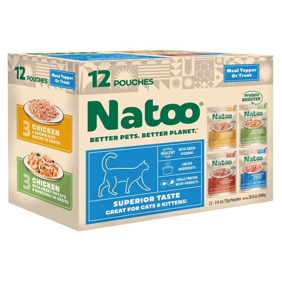 Natoo Variety Pack Topper for Cats, 2.4 oz (Pack of 12) Pouch