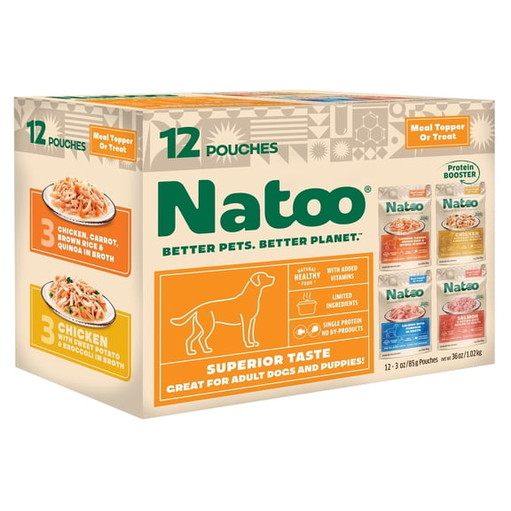 Natoo Variety Pack Topper for Dogs, 3.0oz (Pack of 12) Pouch