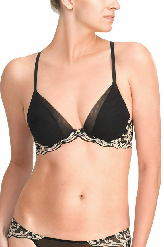 BLACK/LIGHT CAFE Envious Plunge Contour Bra, US 32DDD, UK 32E