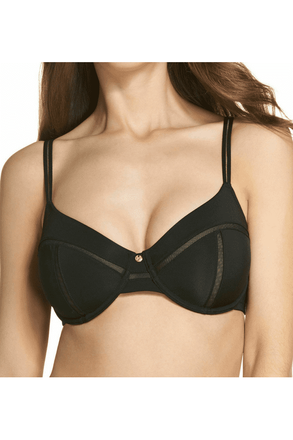 BLACK Unlined Illusion Full Fit Full Coverage Bra, US 32DDD, UK 32E