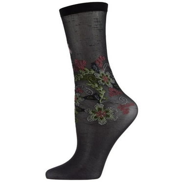 Natori Cascading Cyprus Floral Sheer Crew Sock - Womens - Female
