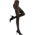thumbnail image 1 of Natori Women's Feather Lace Nylon Net Tights - Womens - Female, Small, Black, 1 of 5