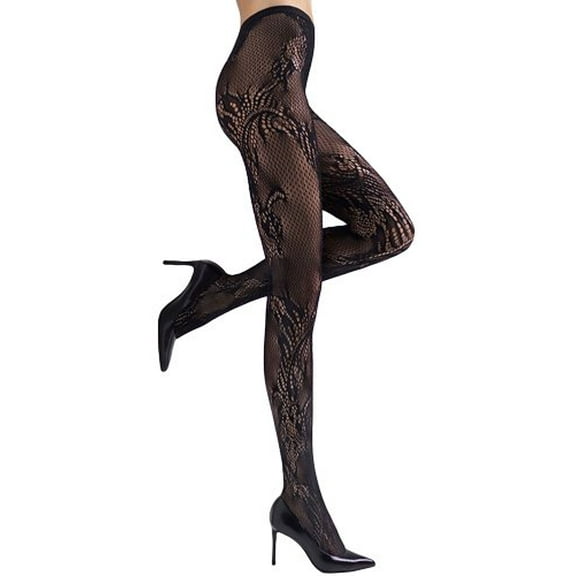 Natori Women's Feather Lace Nylon Net Tights - Womens - Female, Medium, Black
