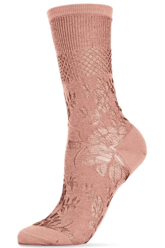 Floral Fields Women's Sheer Crew Socks - Womens - Female, One Size, Blush Pink