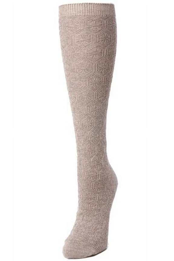 Natori Medallion Knit Wool Blend Knee Socks - Womens - Female, 9-11, Taupe