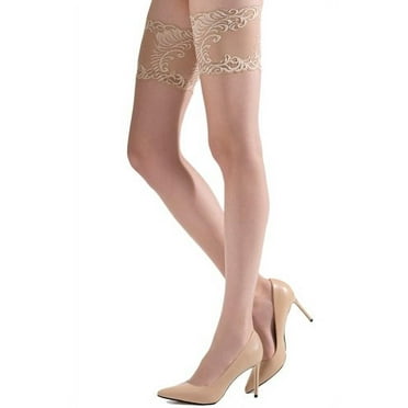 Natori Natori Silky Sheer Lace Top Thigh High Stockings - Womens - Female (Small/Medium, Honey)
