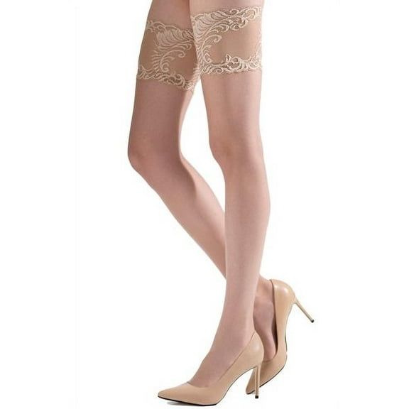 Natori Natori Silky Sheer Lace Top Thigh High Stockings - Womens - Female (Small/Medium, Honey)