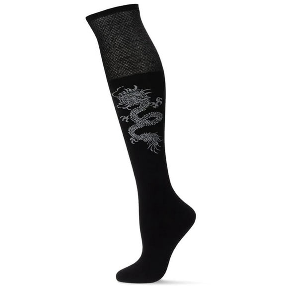 Natori Natori Textured Cuff Dragon Over The Knee Socks - Womens - Female, One Size, Black