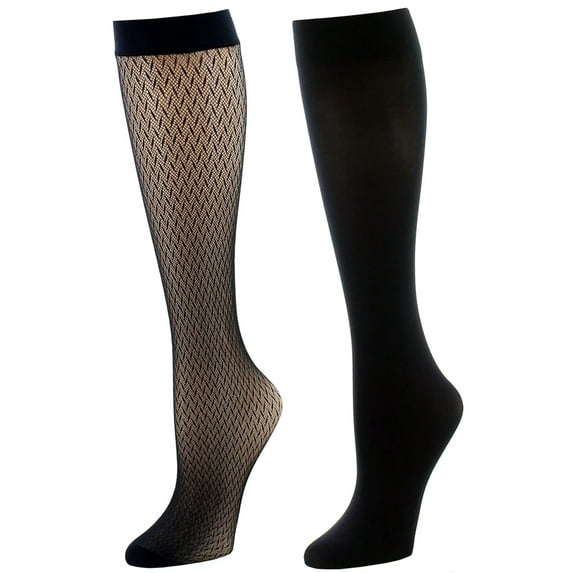 Natori Natori Women's Diamond Net Trouser Socks 2-Pack - Womens - Female, One Size, Black