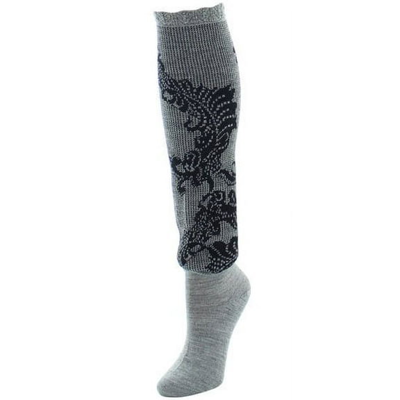 Natori Natori Women's Feather Lace Wool-blend Knee Socks - Womens - Female, 9-11, Medium Gray Heather