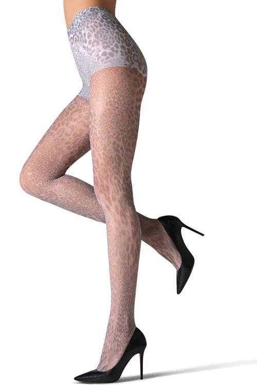 Neutral Animal Printed Sheer Tights - Womens - Female, Medium, Black