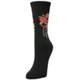 thumbnail image 1 of Natori Rose Garden Cotton Blend Women's Crew Socks - Womens - Female, 9-11, Black, 1 of 3