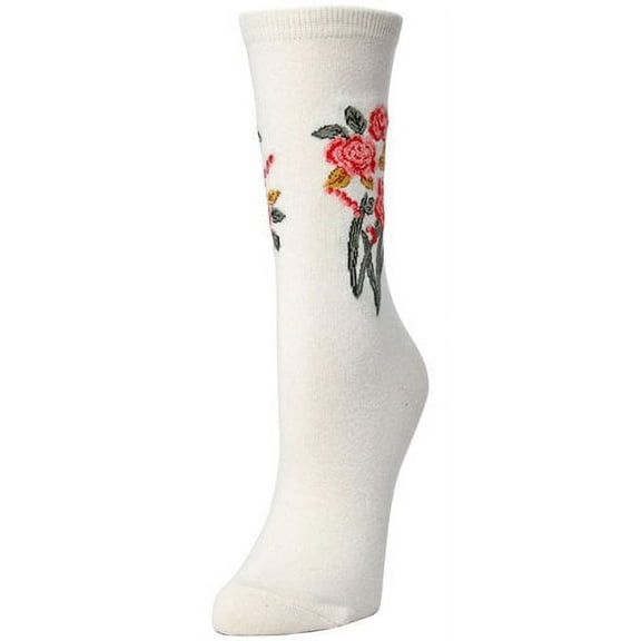 Natori Rose Garden Cotton Blend Women's Crew Socks - Womens - Female, 9-11, White