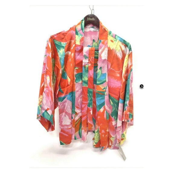 Natori Satin Botanical Floral Print Flare Sleeve -PAJAMA TOP PIECE ONLY-XS