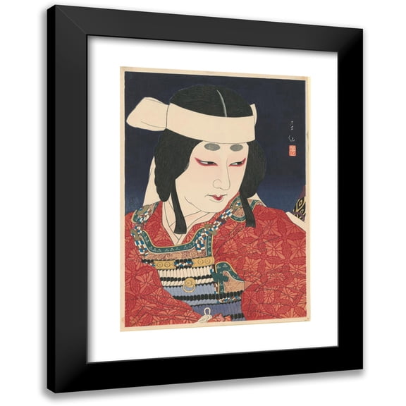 Natori Shunsen 11x14 Black Modern Framed Museum Art Print Titled - Actor Nakamura Shikaku II as Ladyuka at Horikawa Palace (1926)