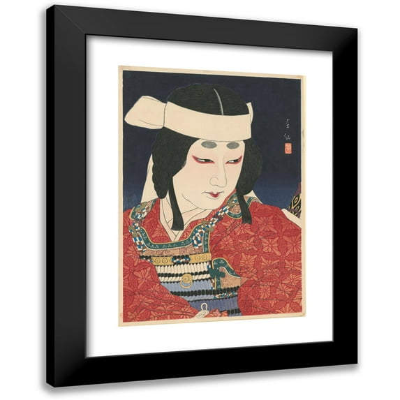 Natori Shunsen 18x24 Black Modern Framed Museum Art Print Titled - Actor Nakamura Shikaku II as Ladyuka at Horikawa Palace (1926)