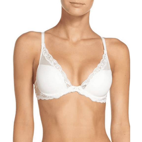 Natori WHITE Feathers Contour Plunge Bra, US 34B, UK 34B