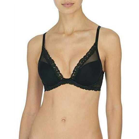 Natori Women's Feathers Luxe Contour Underwire Bra (Black, 38DD)
