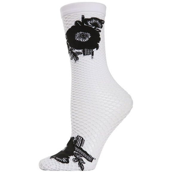Natori Women's Floral Applique Net Crew Socks - Womens - Female, One Size, White