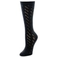thumbnail image 1 of Natori Women's Rumi Swirl Knitted Wool Blend Crew Socks - Womens - Female, 9-11, Black, 1 of 3