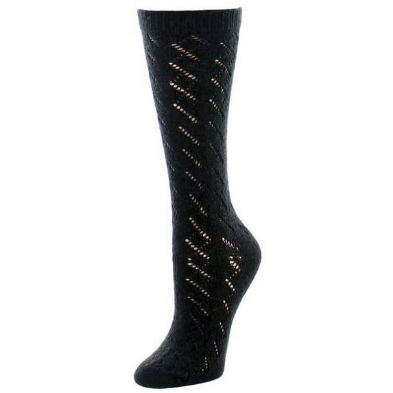 Natori Women's Rumi Swirl Knitted Wool Blend Crew Socks - Womens - Female, 9-11, Black