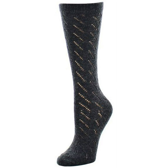 Natori Women's Rumi Swirl Knitted Wool Blend Crew Socks - Womens - Female, 9-11, Dark Gray Heather