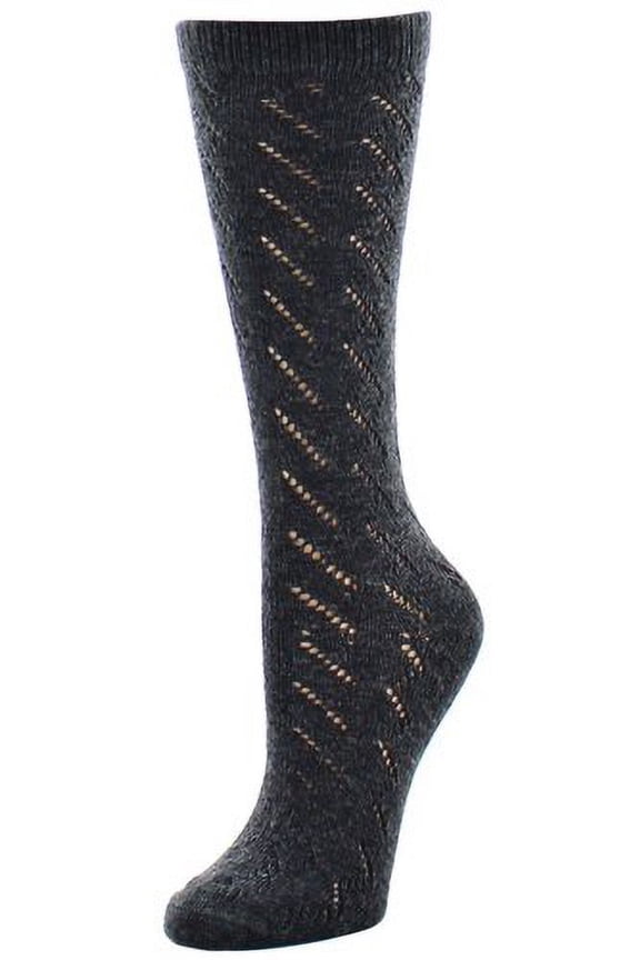 Women's Rumi Swirl Knitted Wool Blend Crew Socks - Womens - Female, 9-11, Dark Gray Heather