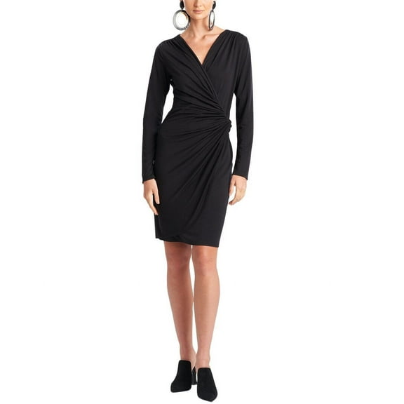 Natori Womens Jersey Midi Dress, Tencel, S, Black