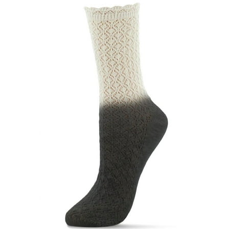 Natori Ombre Cotton Blend Textured Crew Socks - Womens - Female, One Size, Black