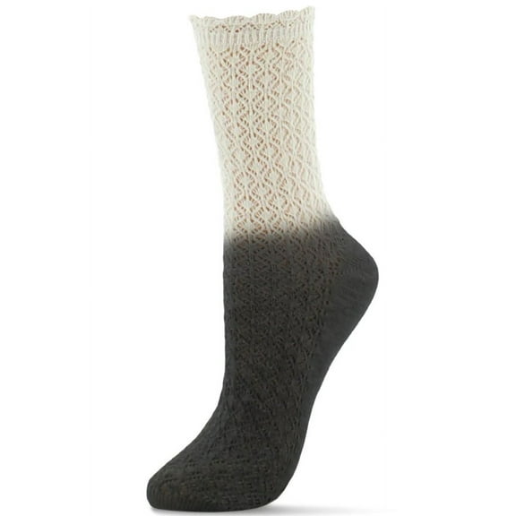 Natori Ombre Cotton Blend Textured Crew Socks - Womens - Female, One Size, Black