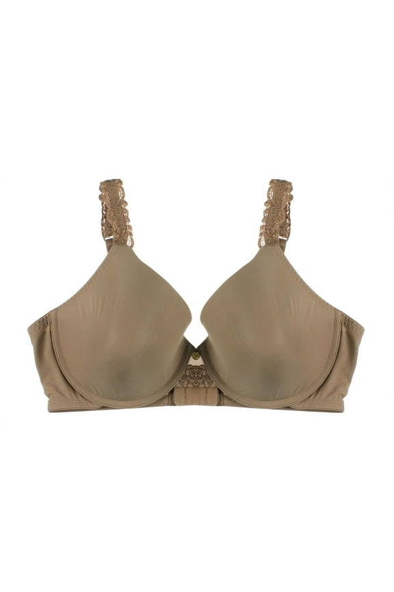 Womens Satin Underwire Full Coverage Bra Beige 32DD