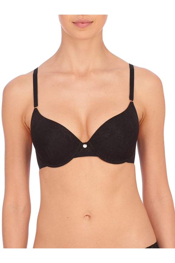 's Women Sheer Jacquard Full Fit Contour Underwire Bra (Black, 32A)