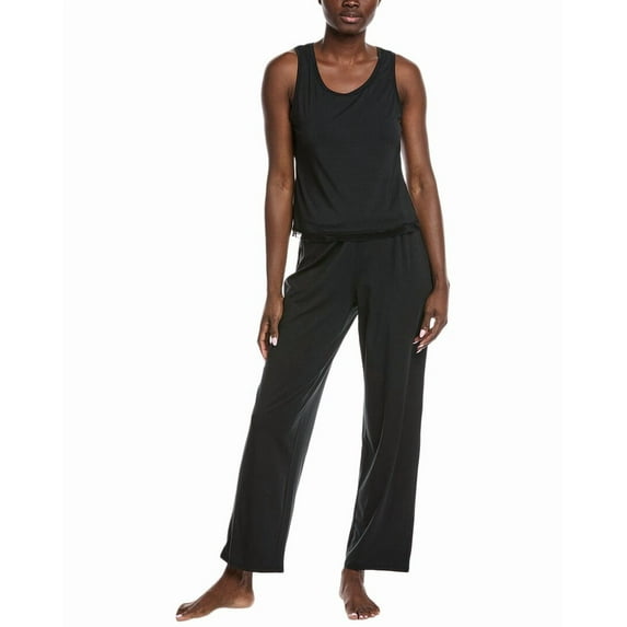 Natori womens 2pc Blissful Essentials Top & Pant Set, XL, Black