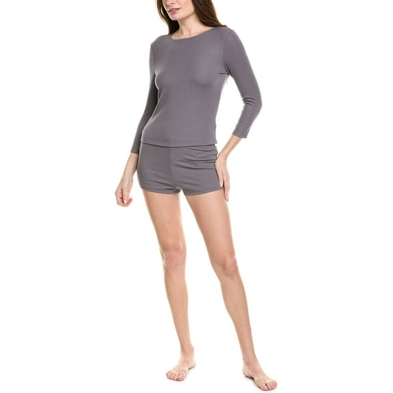 Natori womens 2pc Rib Essential Pajama Set, l, Grey