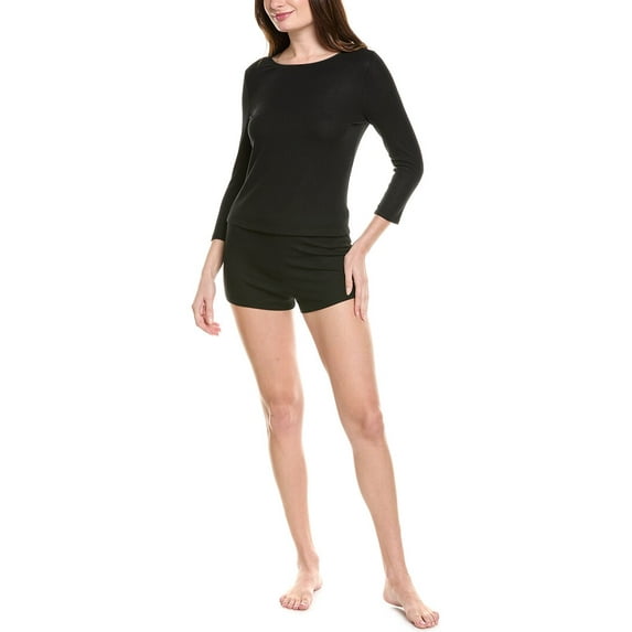 Natori womens 2pc Rib Essential Pajama Set, m, Black