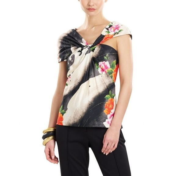 Natori womens  Mayumi Asymmetrical Silk-Blend Halter Top, s